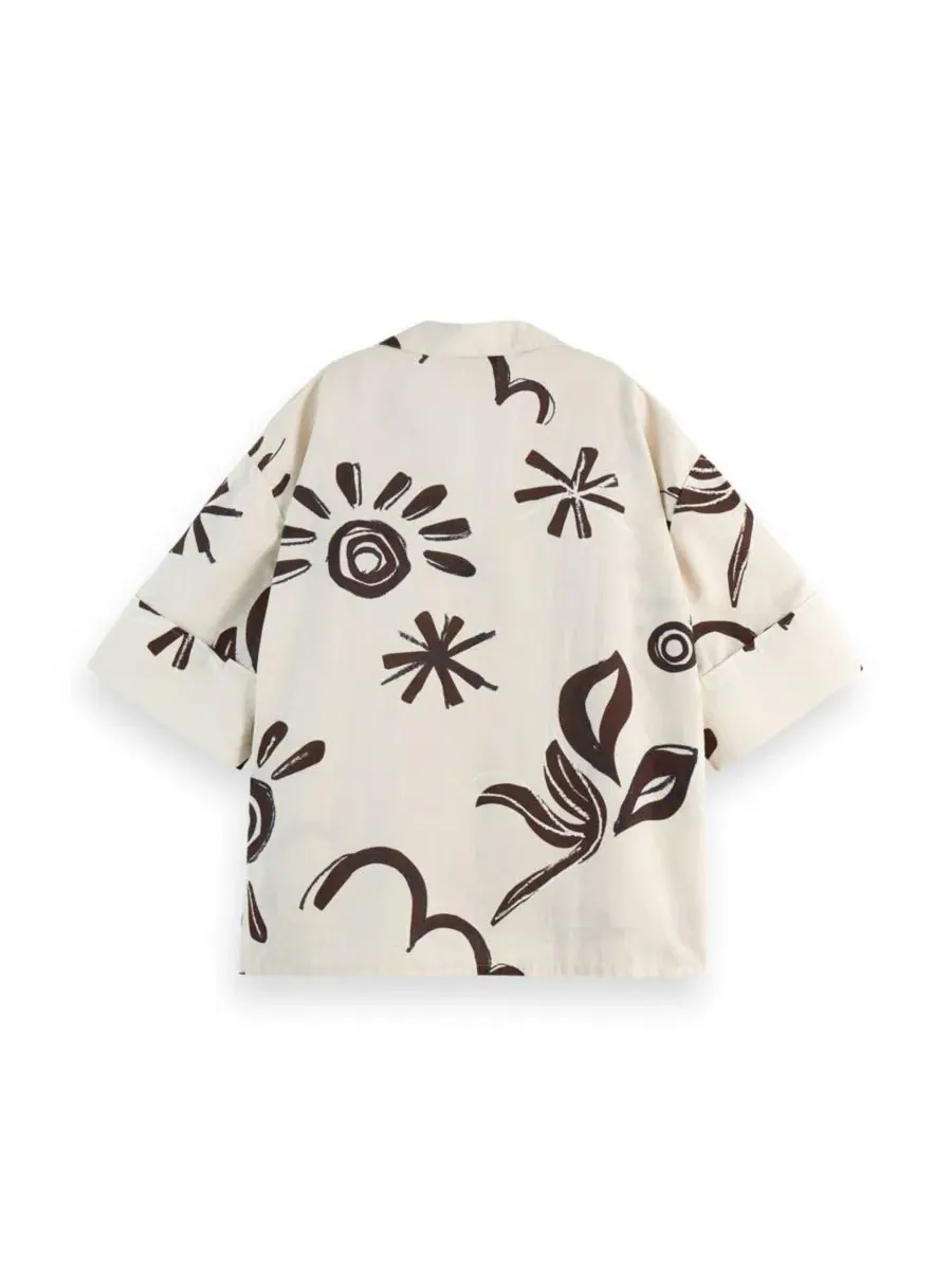 Женская рубашка с коротким рукавом, с принтом, Scotch & Soda, Inky Sun Linen — изображение 4 из 6