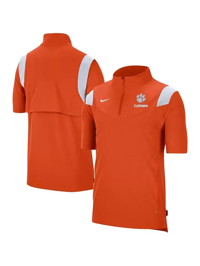 Мужская оранжевая куртка-квартер-зип с короткими рукавами Clemson Tigers Coach Nike — изображение 1 из 3