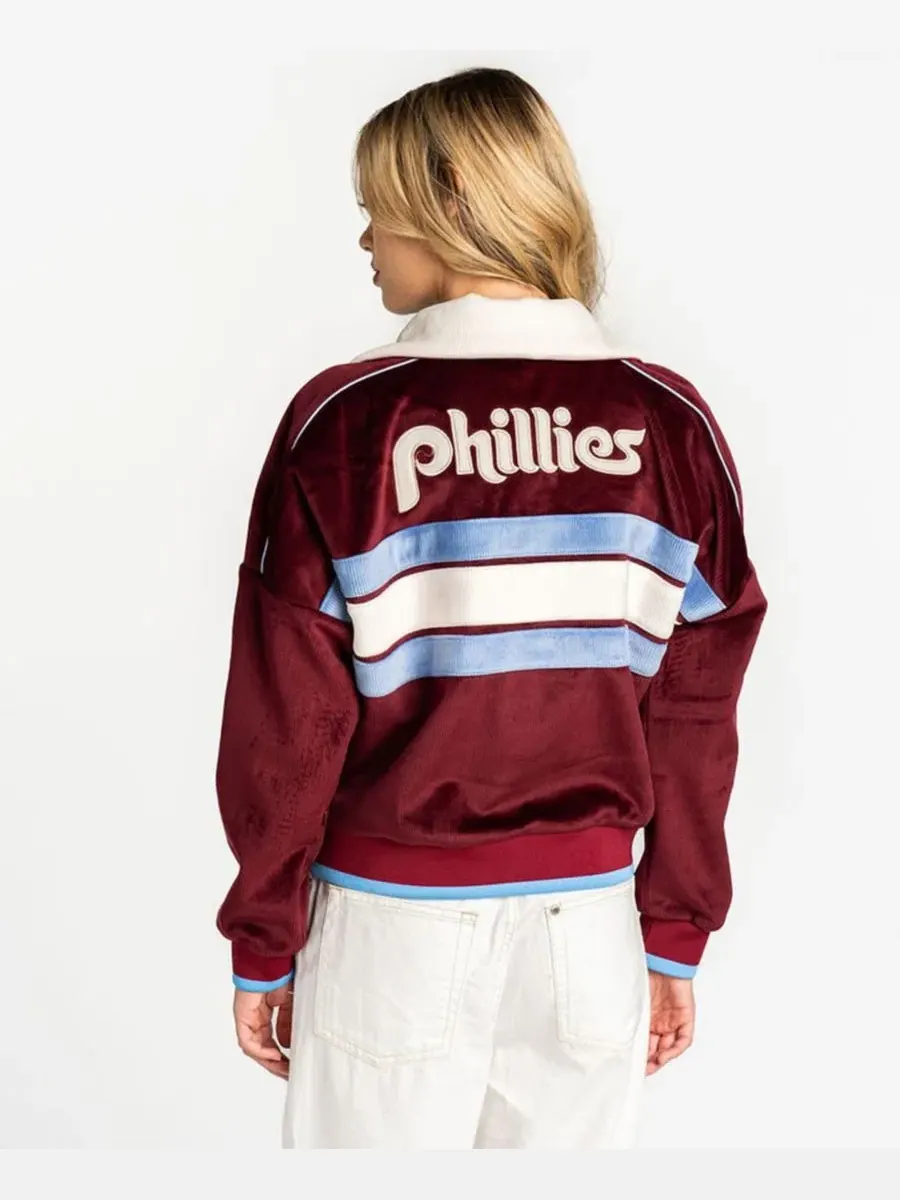 Женская куртка из вельвета с капюшоном The Wild Collective Philadelphia Phillies — изображение 2 из 2, бордовый