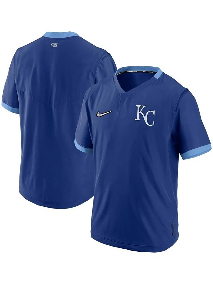Мужская королевская и голубая куртка-пуловер Kansas City Royals Authentic Collection с короткими