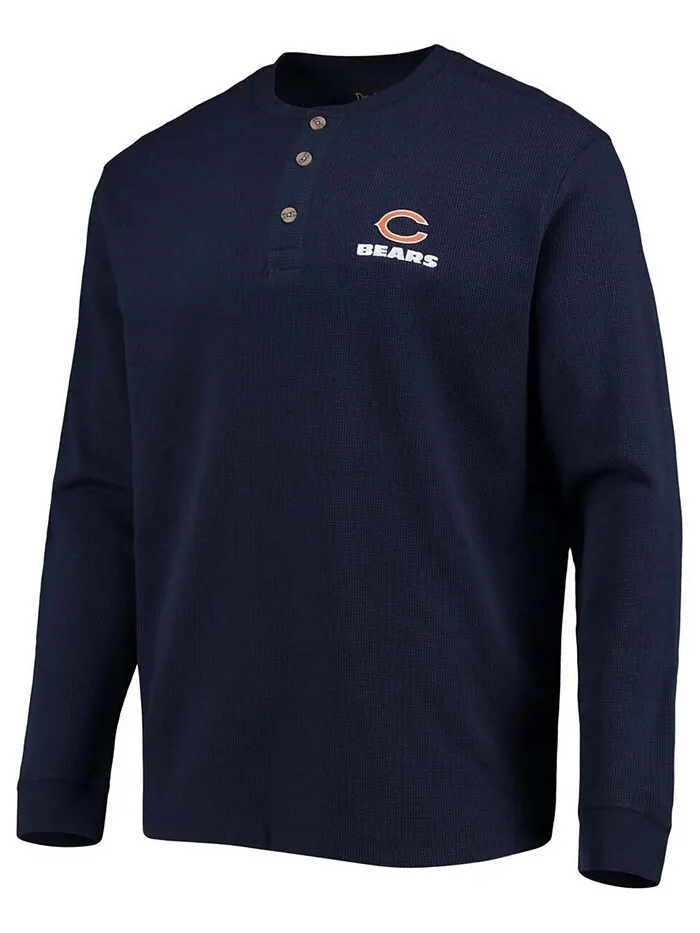 Мужская темно-синяя футболка с длинным рукавом и логотипом Chicago Bears Maverick Thermal Henley — изображение 4 из 9