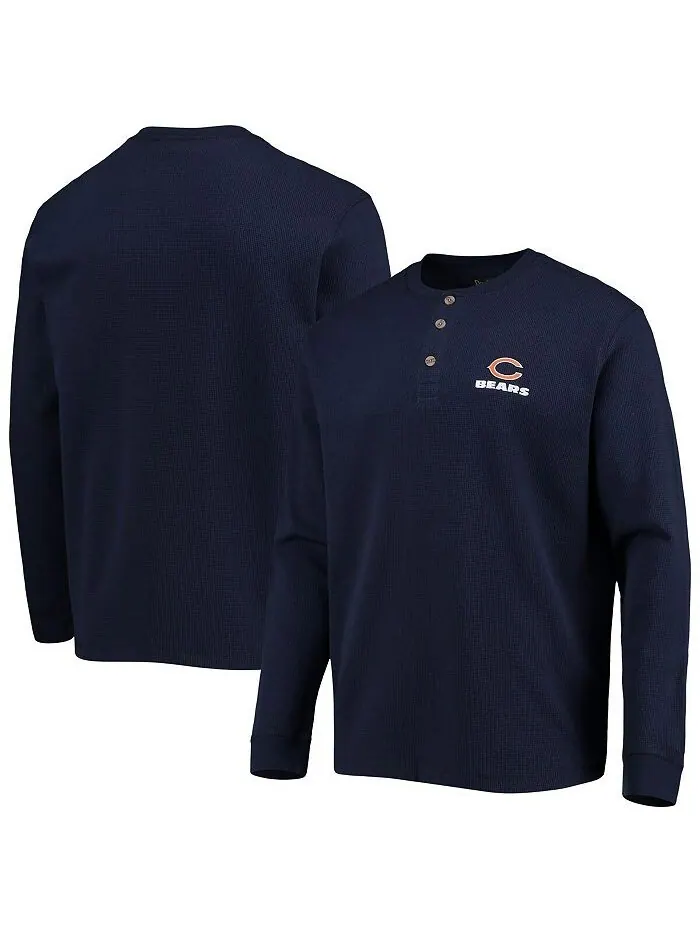 Мужская темно-синяя футболка с длинным рукавом и логотипом Chicago Bears Maverick Thermal Henley — изображение 5 из 9