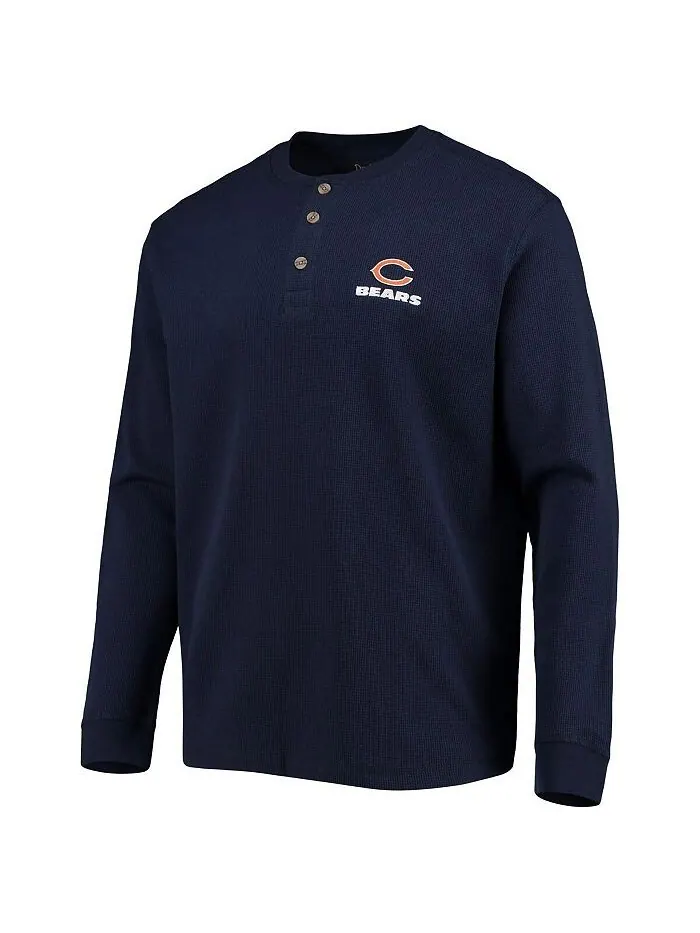 Мужская темно-синяя футболка с длинным рукавом и логотипом Chicago Bears Maverick Thermal Henley — изображение 6 из 9