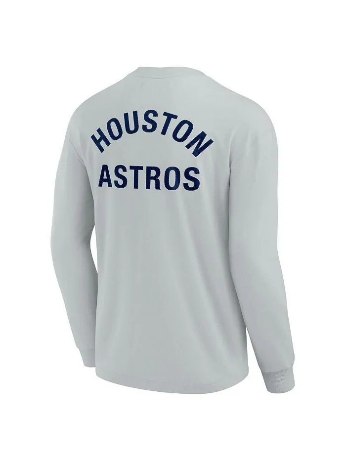Мужская и женская серая супермягкая футболка с длинным рукавом Houston Astros Fanatics Signature — изображение 2 из 4, серый