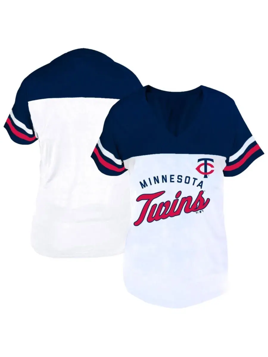 Футболка с V-образным вырезом, с длинным рукавом, с принтом, Minnesota Twins Fanatics