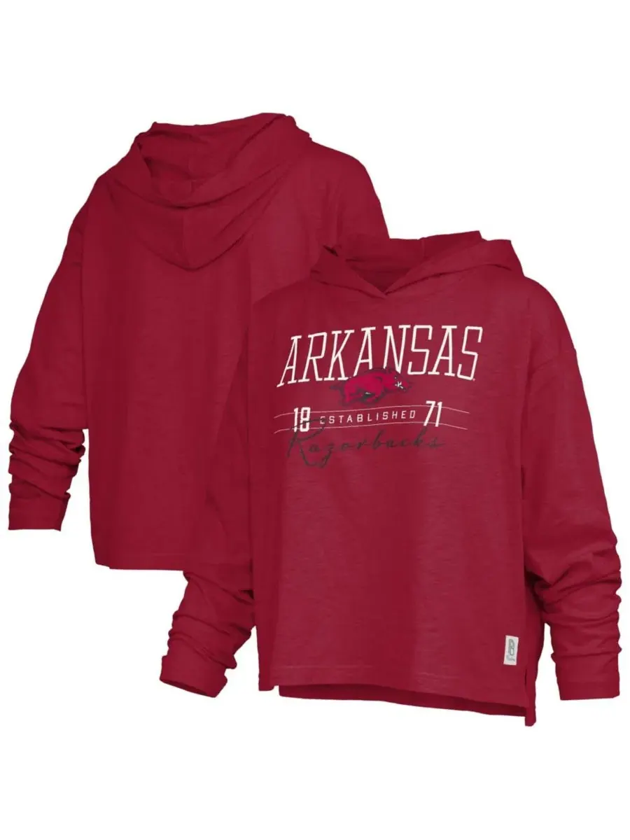 Худи-футболка с капюшоном и длинным рукавом, оверсайз, с принтом, Arkansas Razorbacks Castillo