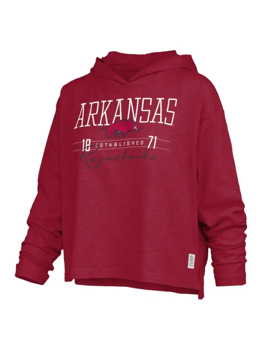 Худи-футболка с капюшоном и длинным рукавом, оверсайз, с принтом, Arkansas Razorbacks Castillo — изображение 2 из 2, красный