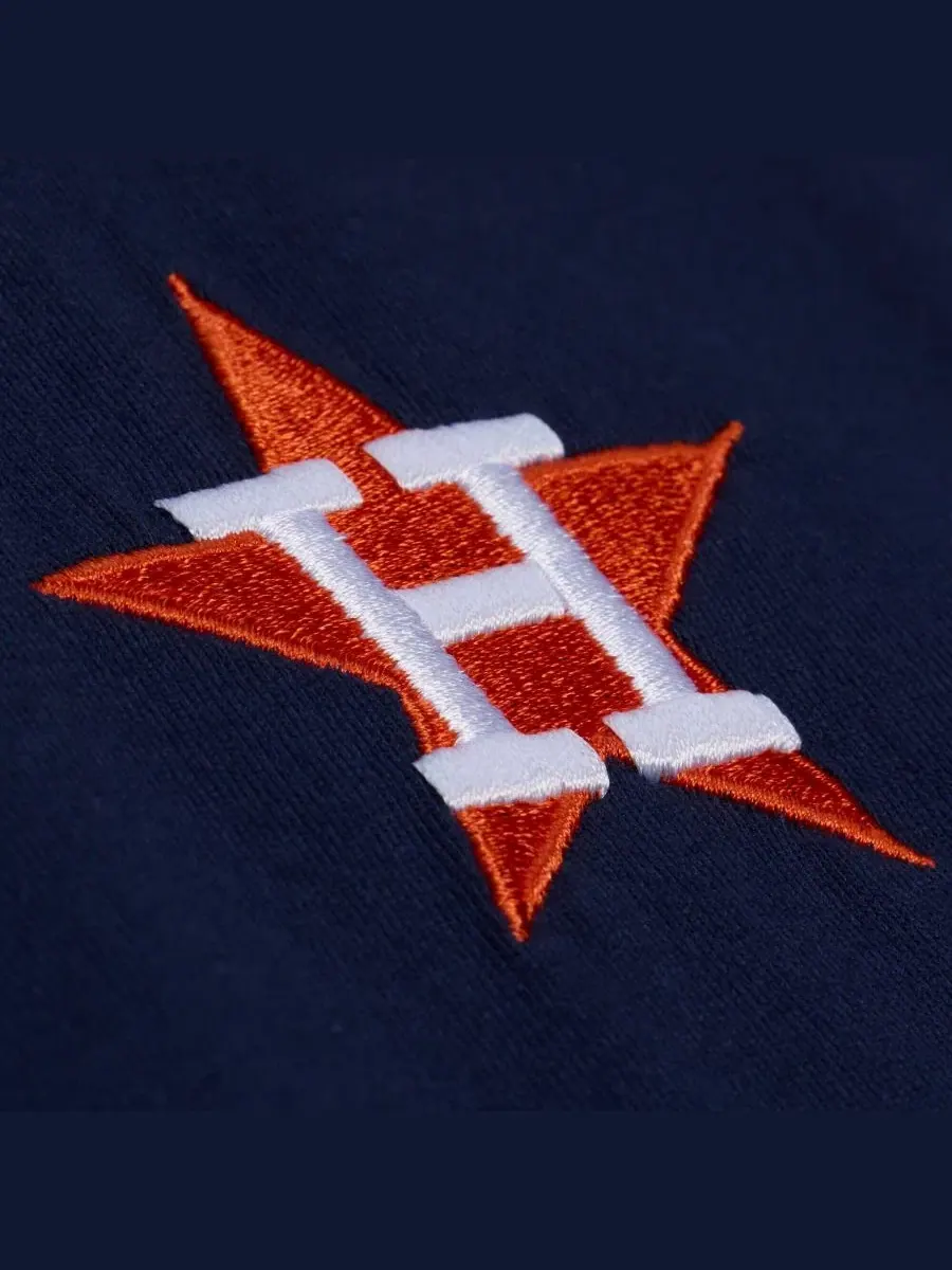 Футболка с длинным рукавом из хлопка с вышивкой Houston Astros Mitchell & Ness — изображение 3 из 5, темно-синий