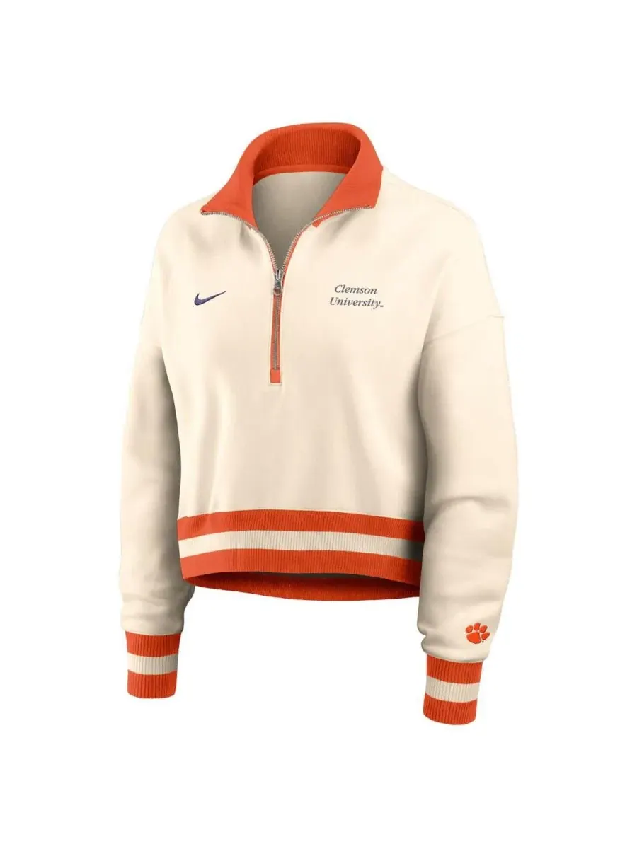 Женский свитшот с полузамком Legacy Clemson Tigers Nike — изображение 4 из 5, кремовый оранжевый