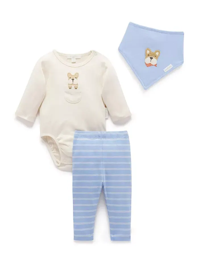 Комплект для мальчиков: боди, леггинсы и слюнявчик (3 предмета) Purebaby