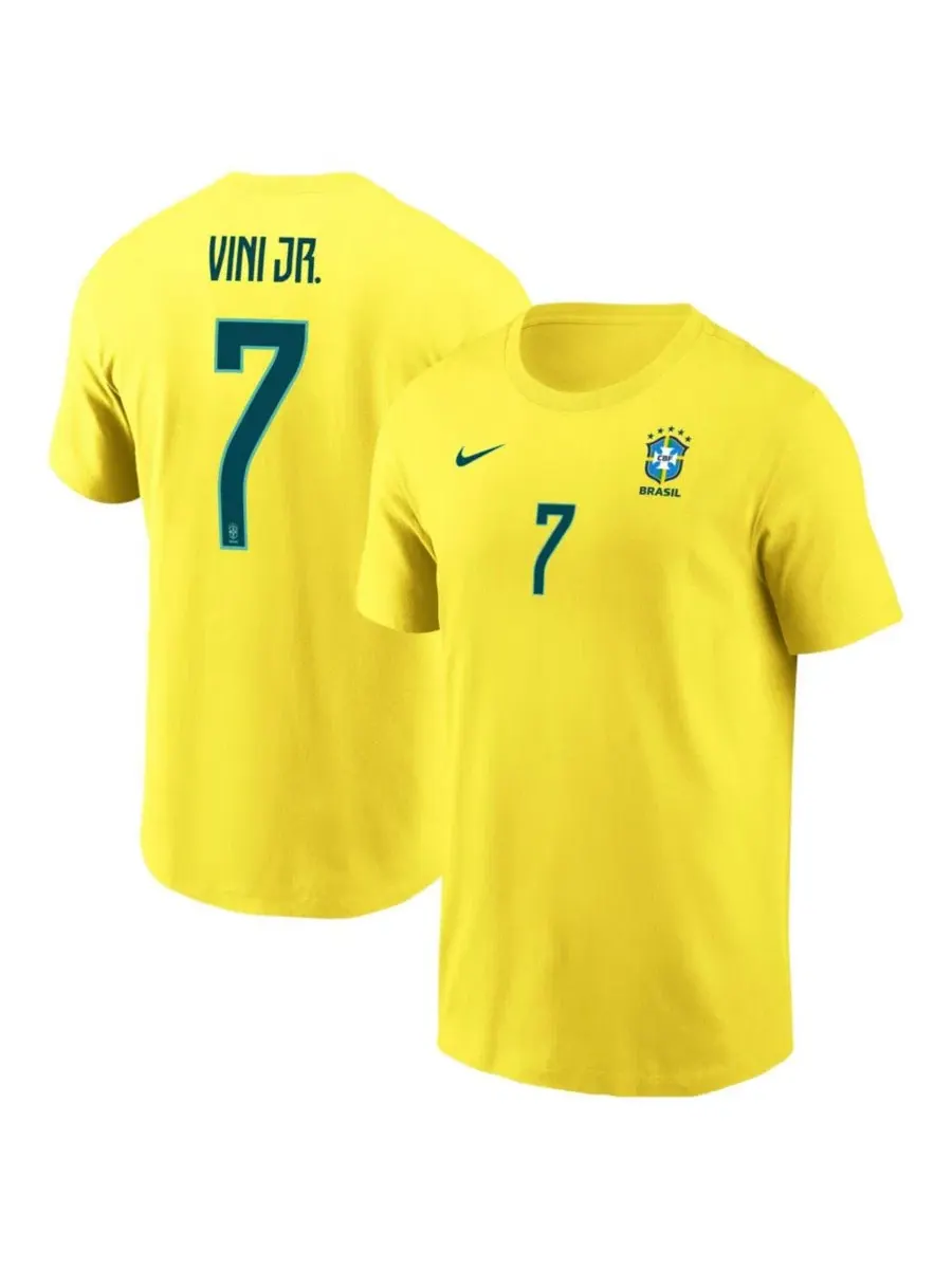 Футболка с именем и номером Vini Jr. Yellow Brazil National Team Nike