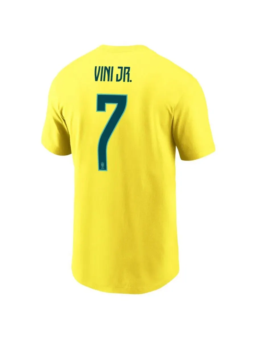 Футболка с именем и номером Vini Jr. Yellow Brazil National Team Nike — изображение 2 из 3, желтый