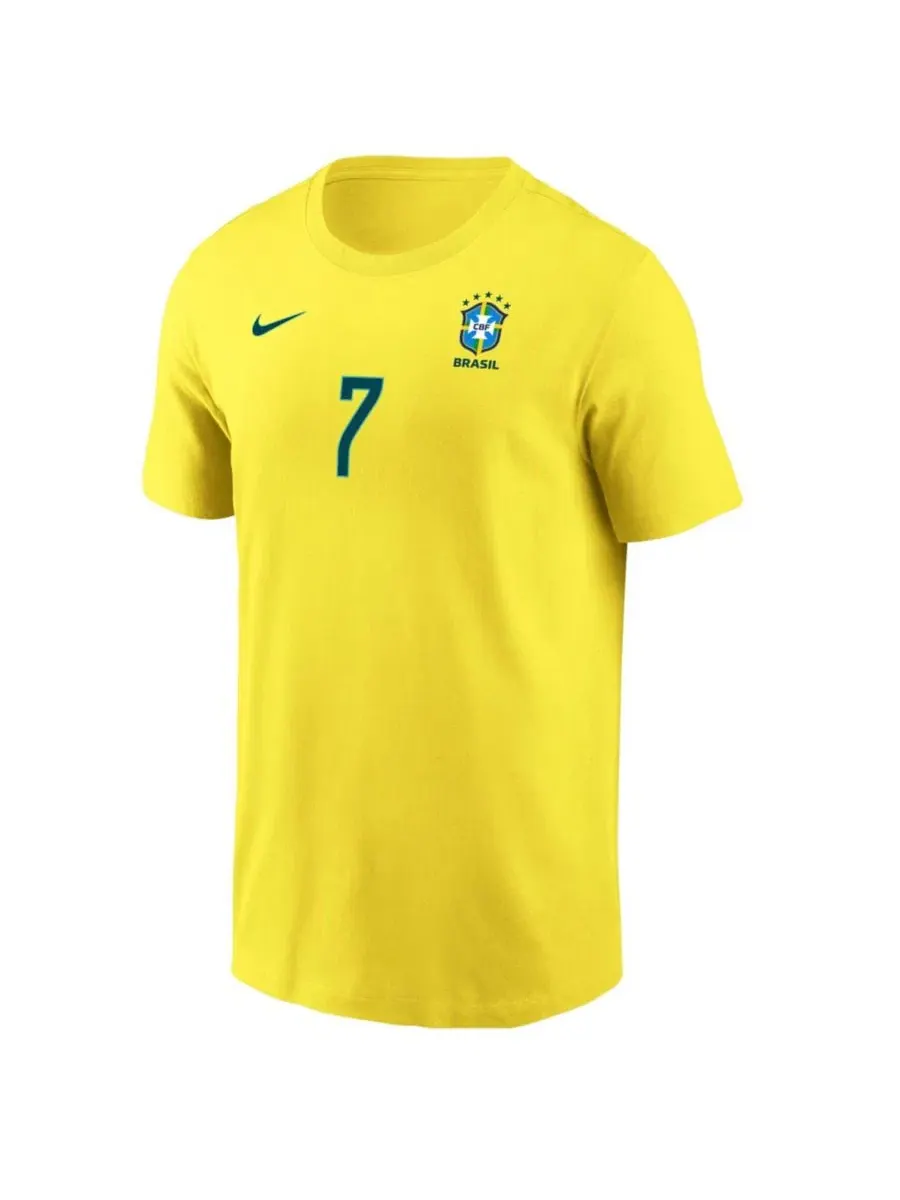 Футболка с именем и номером Vini Jr. Yellow Brazil National Team Nike — изображение 3 из 3, желтый
