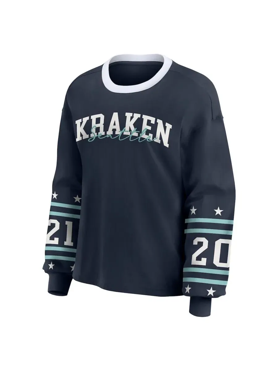 Футболка с длинным рукавом с принтом Seattle Kraken WEAR by Erin Andrews — изображение 2 из 5, темно-синий