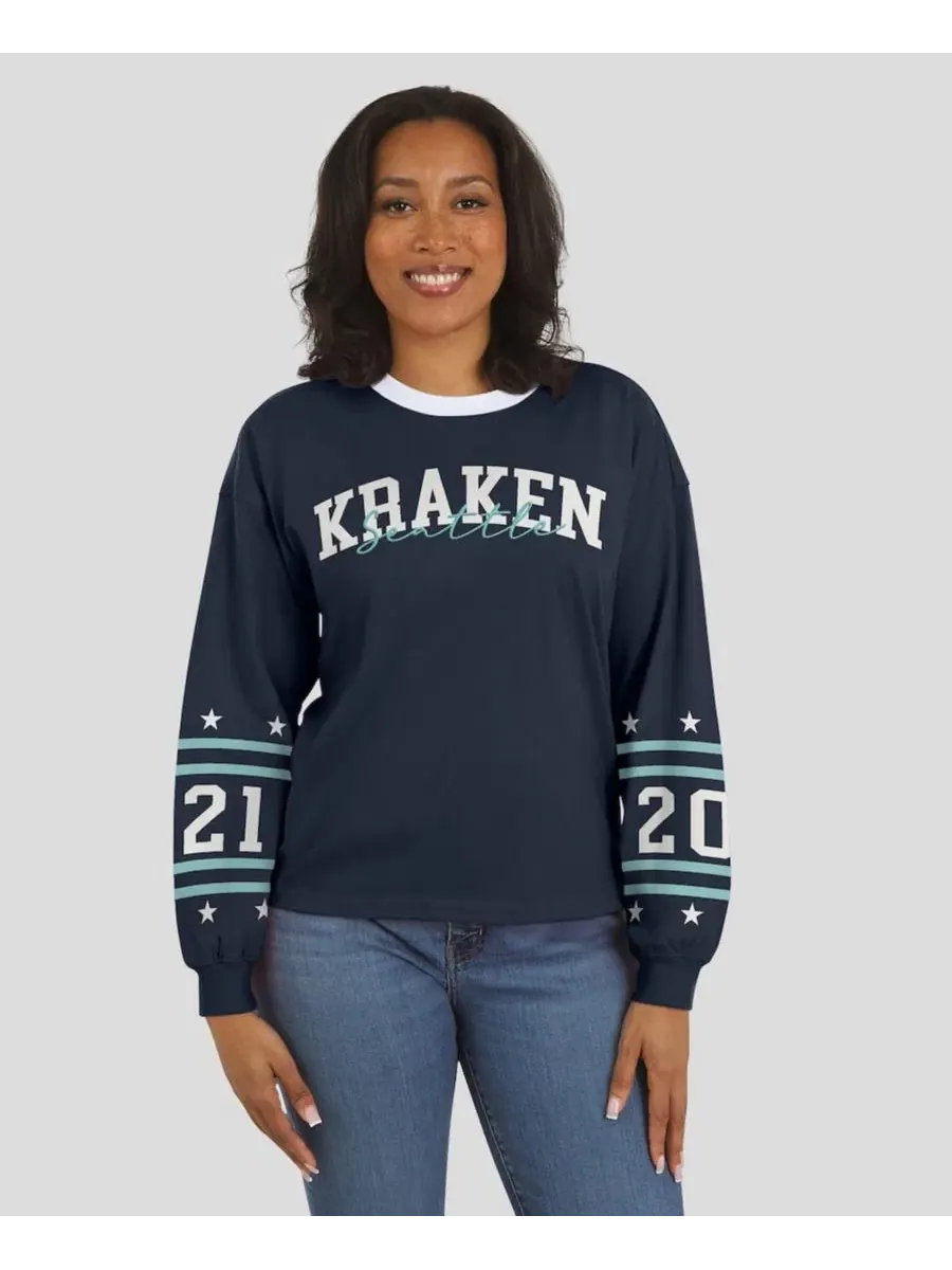 Футболка с длинным рукавом с принтом Seattle Kraken WEAR by Erin Andrews — изображение 4 из 5, темно-синий