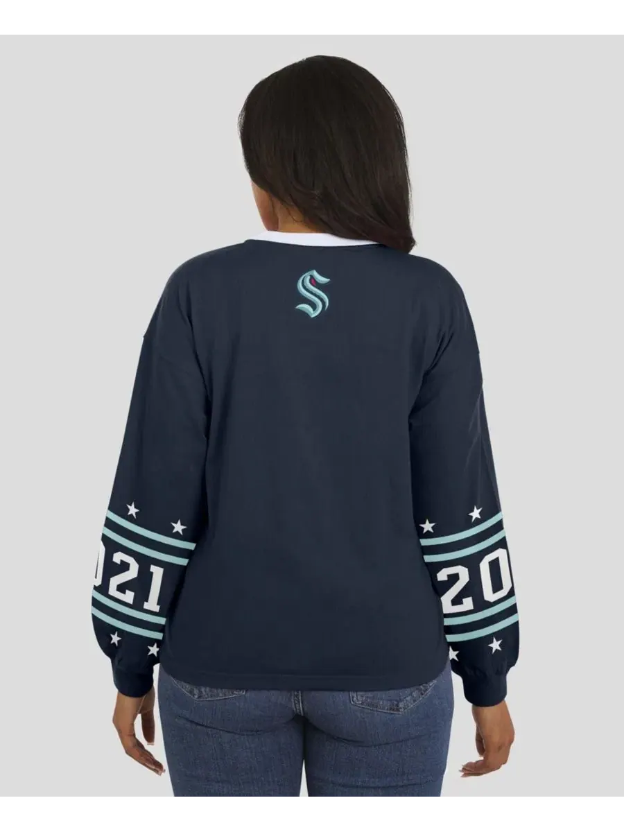 Футболка с длинным рукавом с принтом Seattle Kraken WEAR by Erin Andrews — изображение 5 из 5, темно-синий