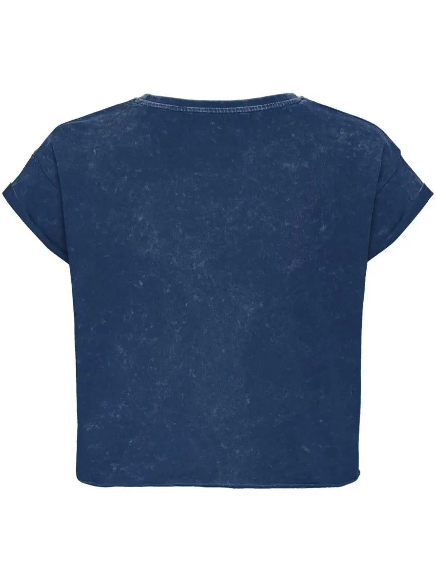 Футболка-кроп с принтом Rock Roll Collection Gwen Premium Mineral Wash Cropped T-Shirt Sportiqe — изображение 3 из 3, синий