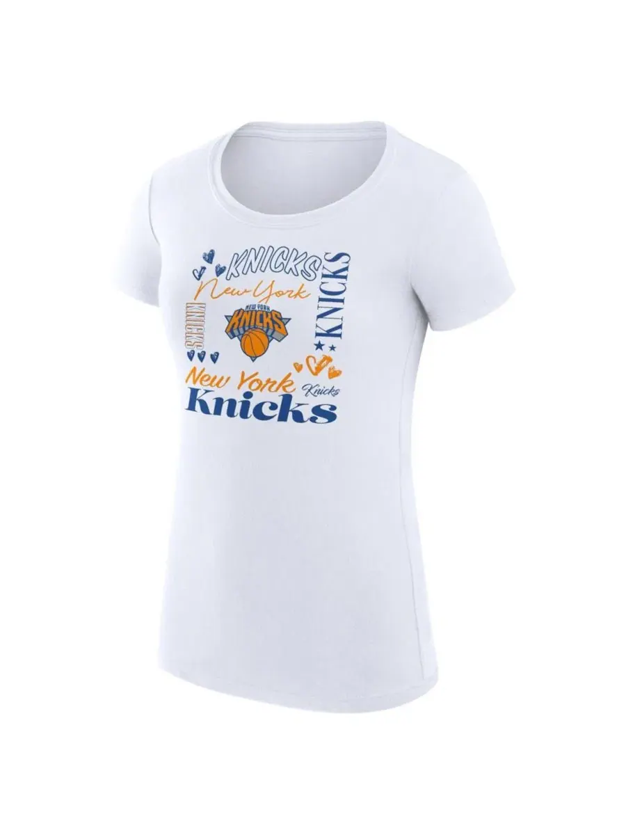 Футболка с принтом New York Knicks Super-Slim Fit Team Name Collage G-III 4Her by Carl Banks — изображение 2 из 3, белый