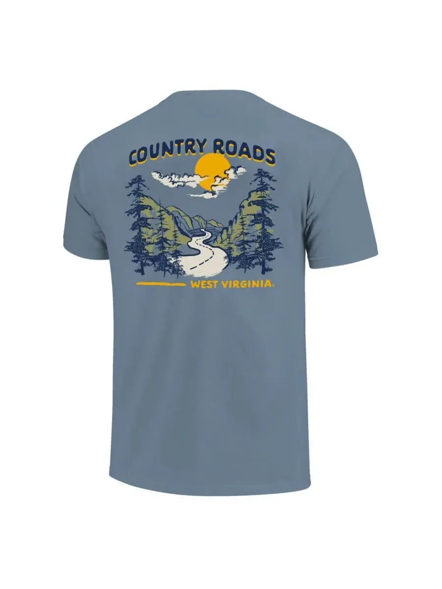 Image One Мужская и женская синяя футболка West Virginia Mountaineers Hyper Local Mountain Road — изображение 3 из 3, синий