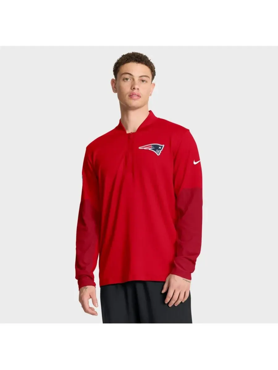 Nike Мужская красная толстовка с капюшоном New England Patriots Sideline Dri-FIT с