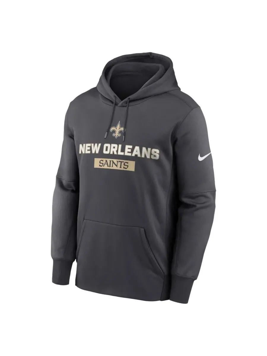 Nike Мужская толстовка с капюшоном антрацитового цвета с символикой New Orleans Saints Toss Sweep — изображение 2 из 3, серый