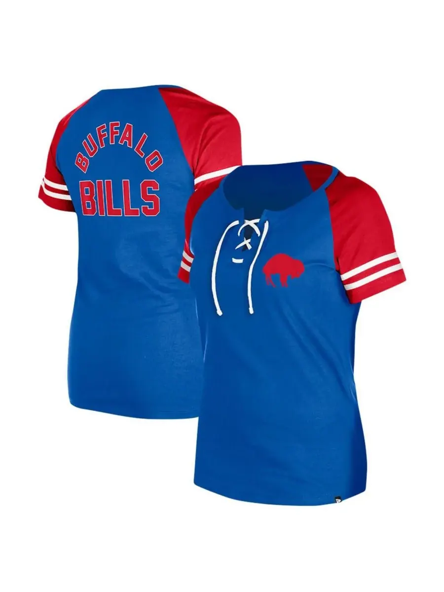 Женская футболка-реглан Royal Buffalo Bills в стиле ретро со шнуровкой New Era