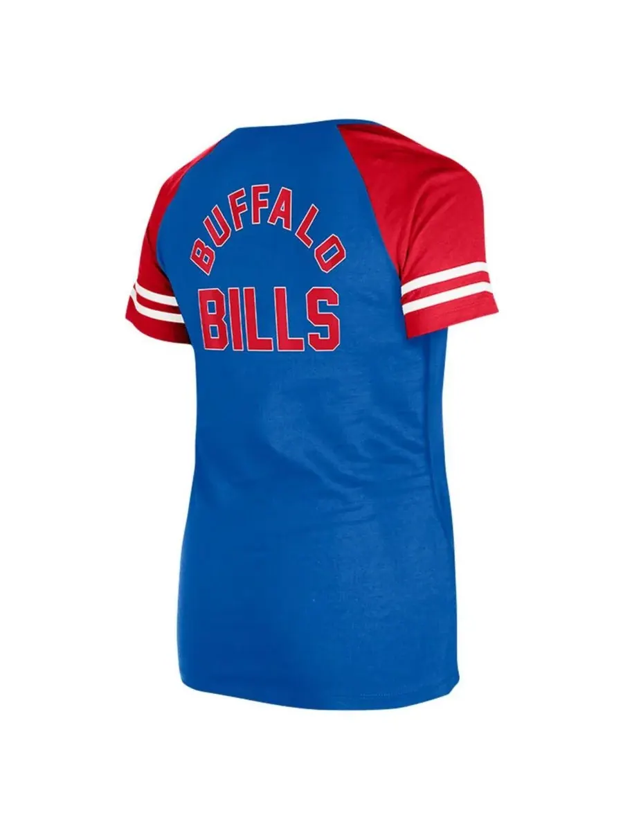 Женская футболка-реглан Royal Buffalo Bills в стиле ретро со шнуровкой New Era — изображение 2 из 3, королевский