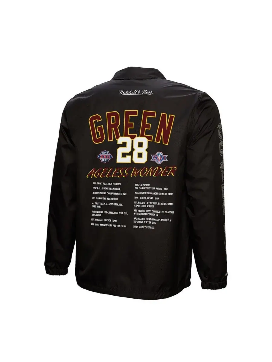 Mitchell & Ness Мужская куртка Darrell Green Black Washington Commanders Coaches на пуговицах — изображение 2 из 3, черный