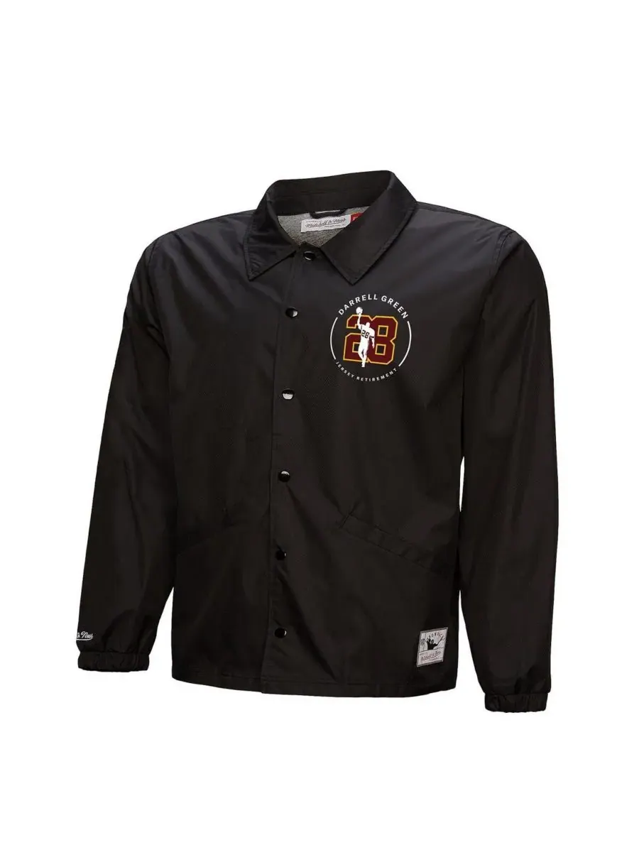 Mitchell & Ness Мужская куртка Darrell Green Black Washington Commanders Coaches на пуговицах — изображение 3 из 3, черный