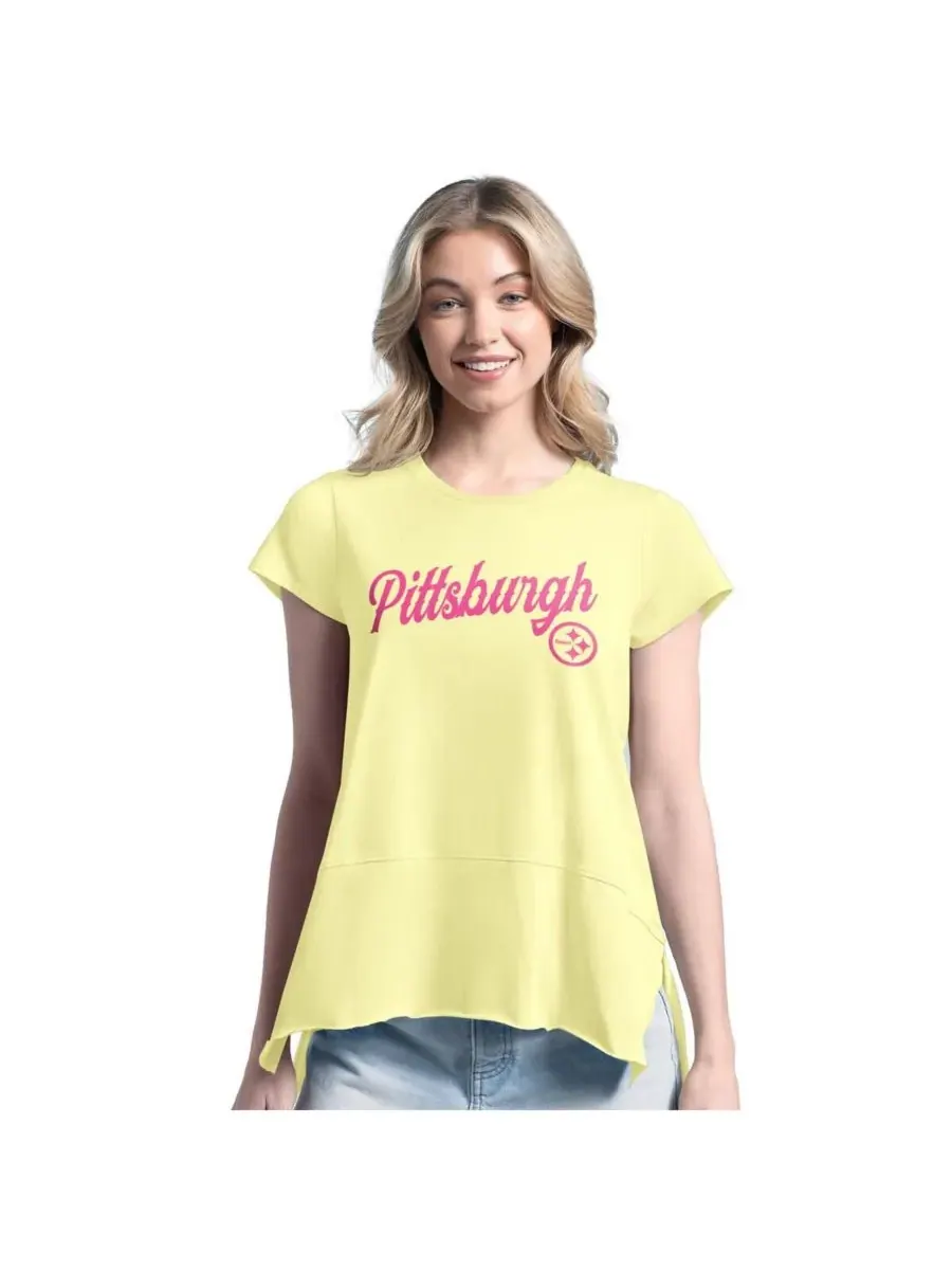Margaritaville Женская желтая футболка Pittsburgh Steelers Gametime Is Paradise