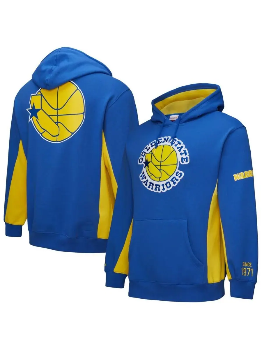 Mitchell & Ness Мужская толстовка с капюшоном из флиса Royal Golden State Warriors Hardwood