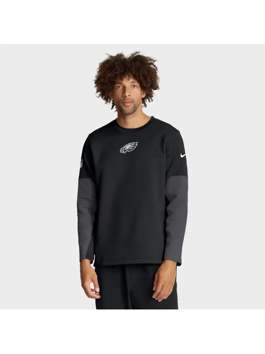 Nike Мужская черная футболка с длинным рукавом Philadelphia Eagles Sideline Scripted to Win