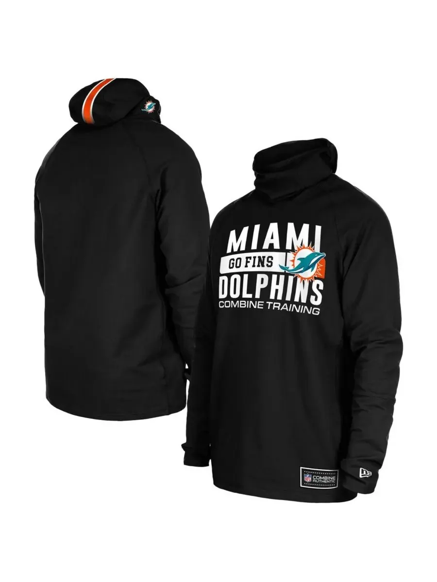 New Era Мужская черная функциональная балаклава-шлем Miami Dolphins с полосатым принтом