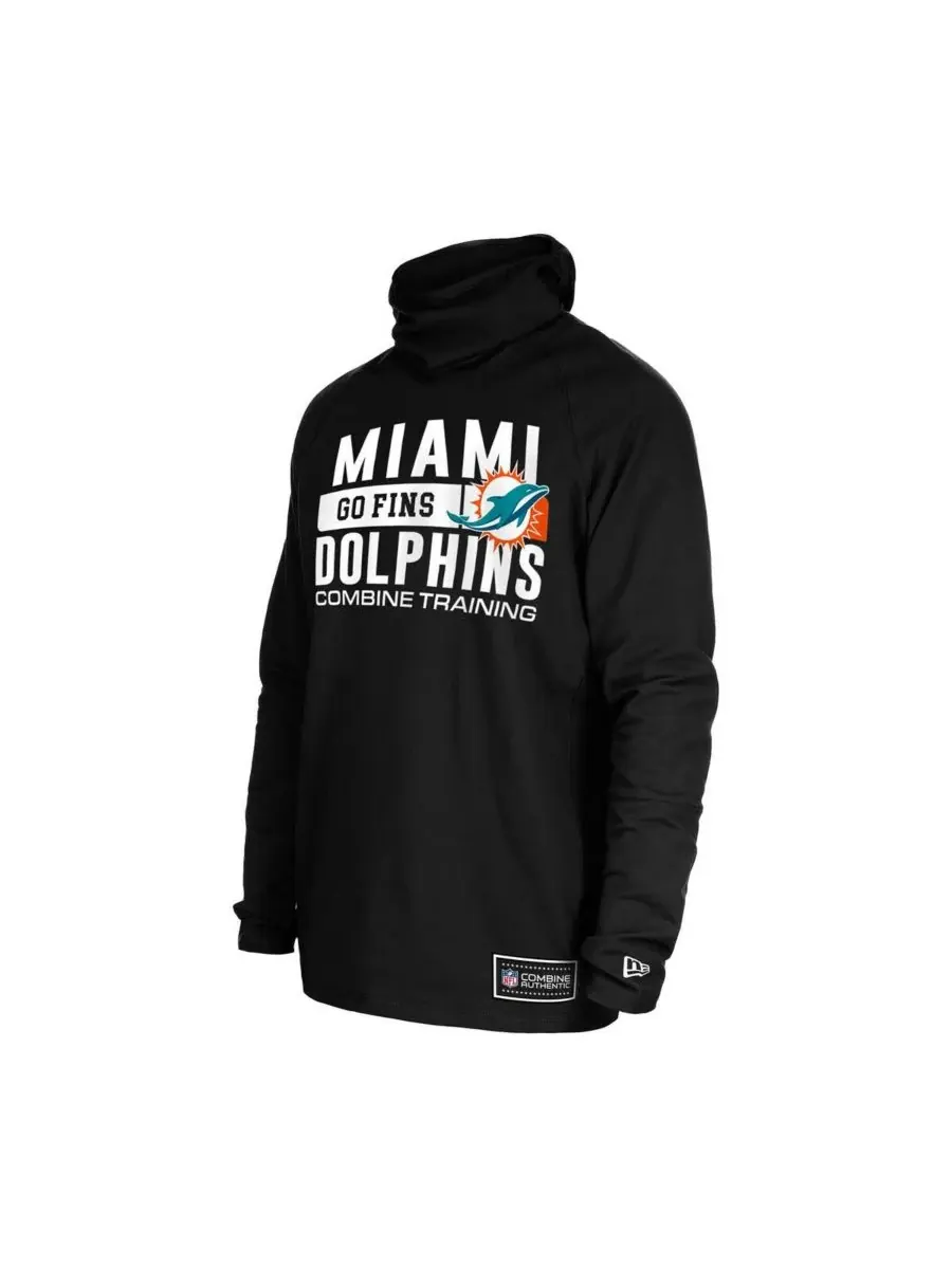 New Era Мужская черная функциональная балаклава-шлем Miami Dolphins с полосатым принтом — изображение 2 из 3, черный