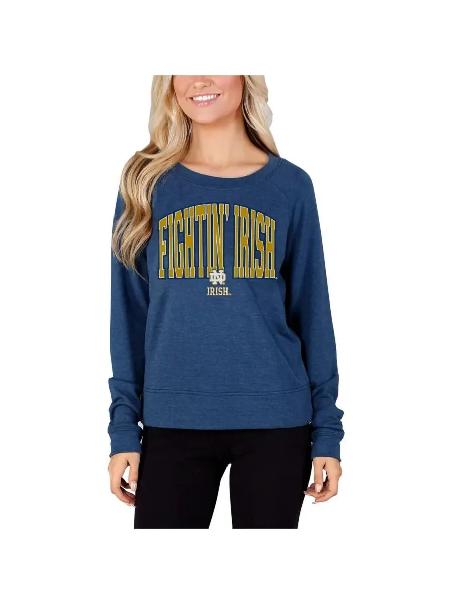 Concepts Sport Женская темно-синяя махровая футболка с длинными рукавами Notre Dame Fighting Irish