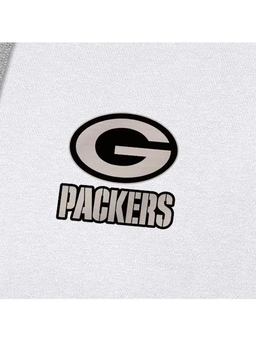 Antigua Мужская белая толстовка с капюшоном Green Bay Packers Brushed Carbon Victory — изображение 2 из 4, белый