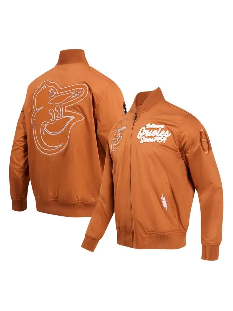 Pro Standard Мужская коричневая твиловая куртка Baltimore Orioles Paint The City на молнии