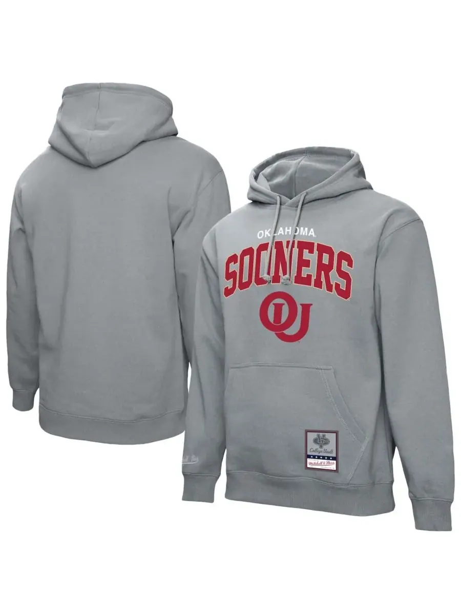 Mitchell & Ness Мужская толстовка с капюшоном Oklahoma Sooners Classic Arch серого цвета