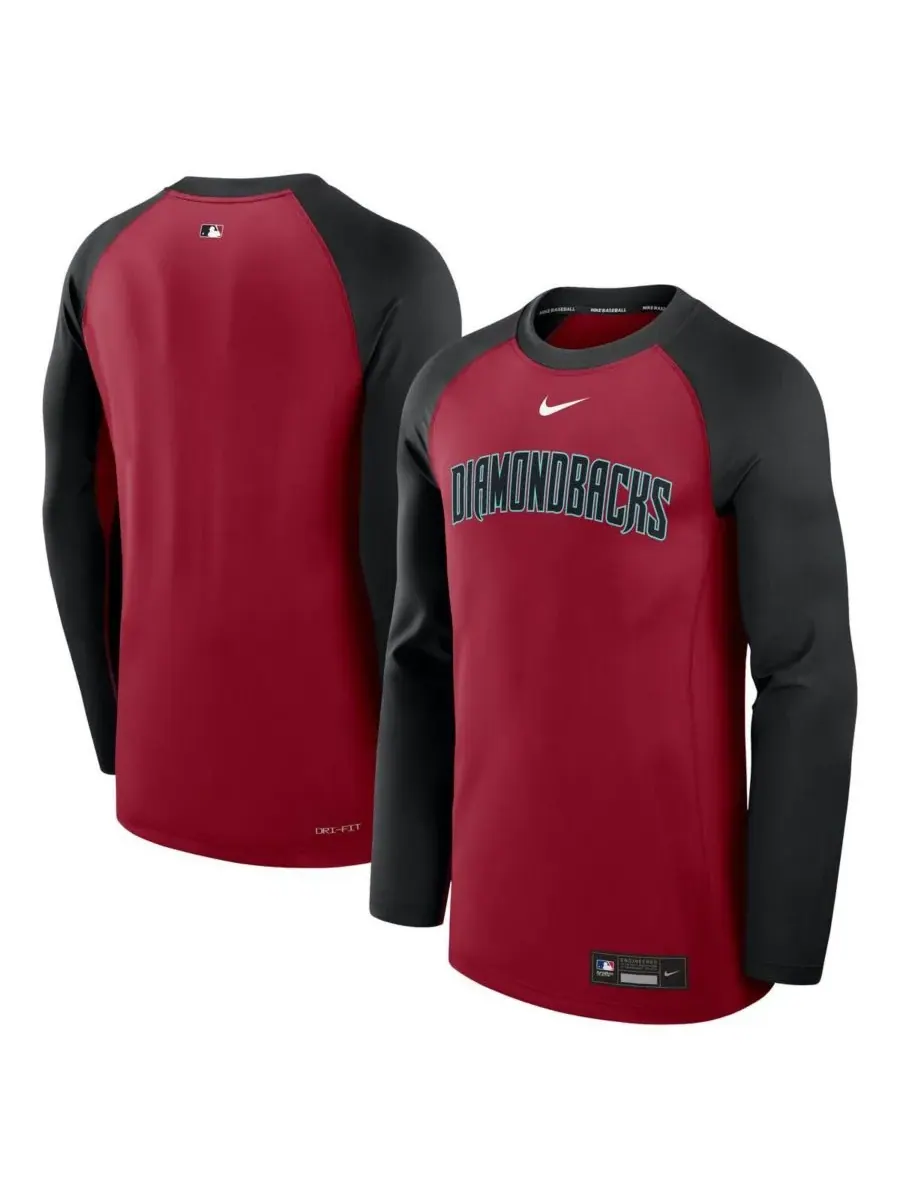 Nike Мужская красно-черная футболка с длинным рукавом-реглан Arizona Diamondbacks Authentic