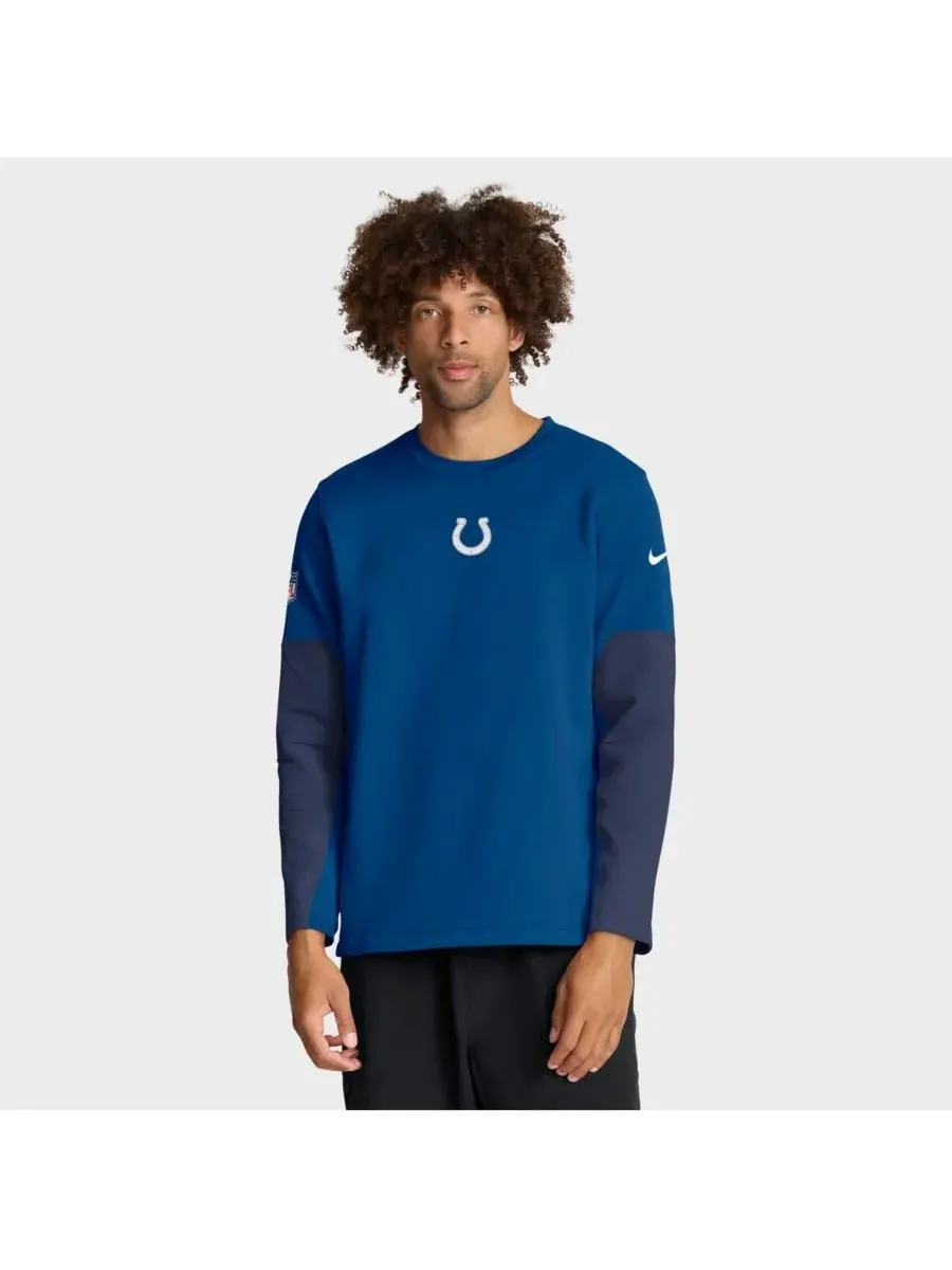 Мужская футболка с длинным рукавом Royal Indianapolis Colts Sideline Coach Therma-FIT Nike