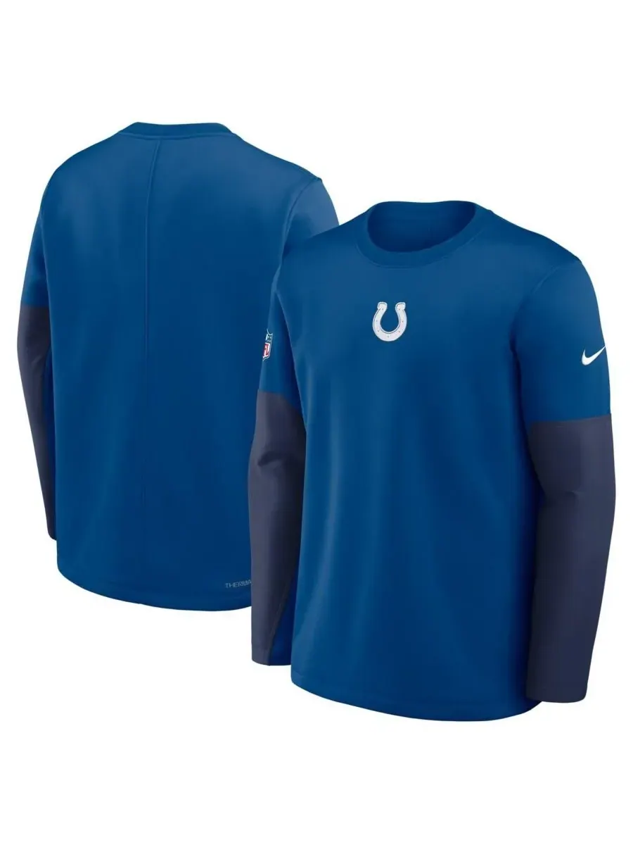 Мужская футболка с длинным рукавом Royal Indianapolis Colts Sideline Coach Therma-FIT Nike — изображение 4 из 5, королевский