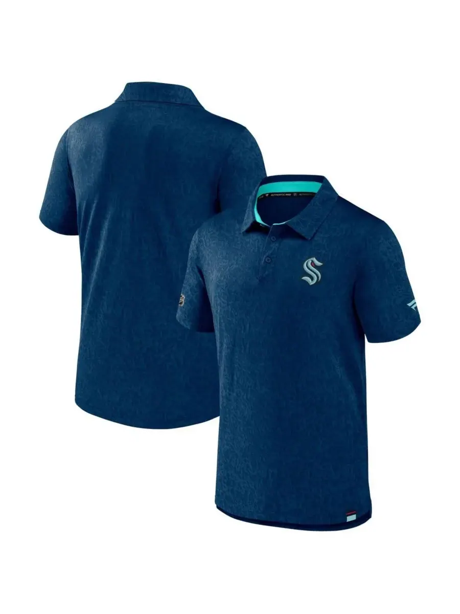 Fanatics Мужская поло-рубашка Seattle Kraken Authentic Pro Jacquard глубокого синего цвета