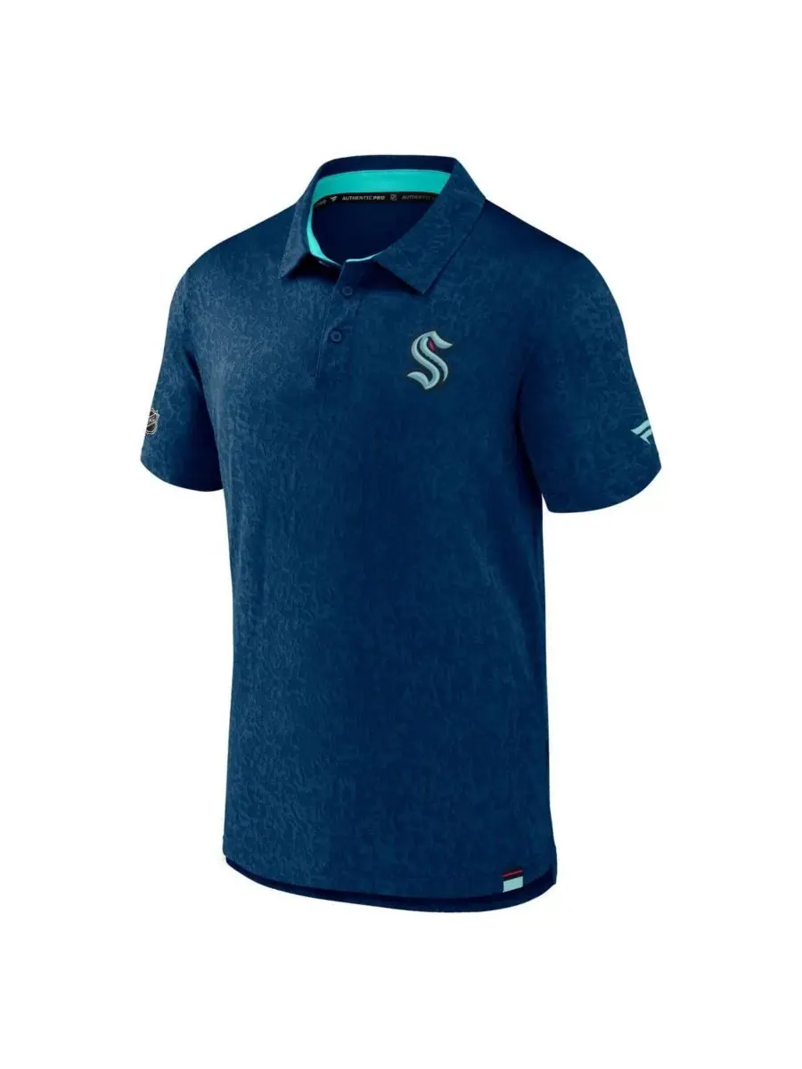 Fanatics Мужская поло-рубашка Seattle Kraken Authentic Pro Jacquard глубокого синего цвета — изображение 3 из 3