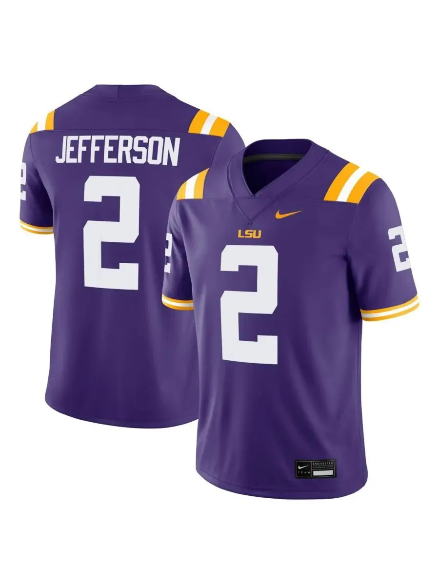 Nike Мужская фиолетовая игровая футболка Джастина Джефферсона из команды LSU Tigers