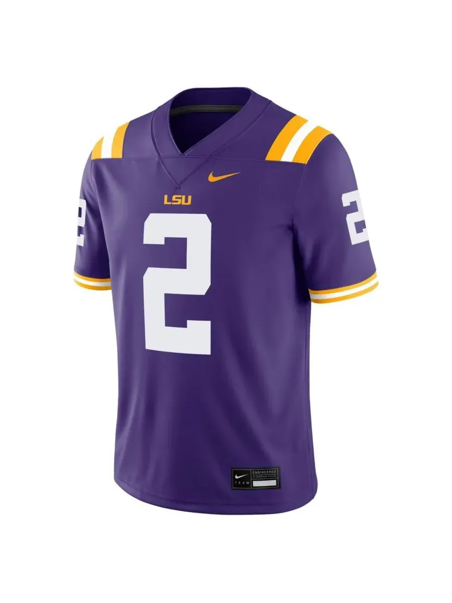Nike Мужская фиолетовая игровая футболка Джастина Джефферсона из команды LSU Tigers — изображение 2 из 3, фиолетовый
