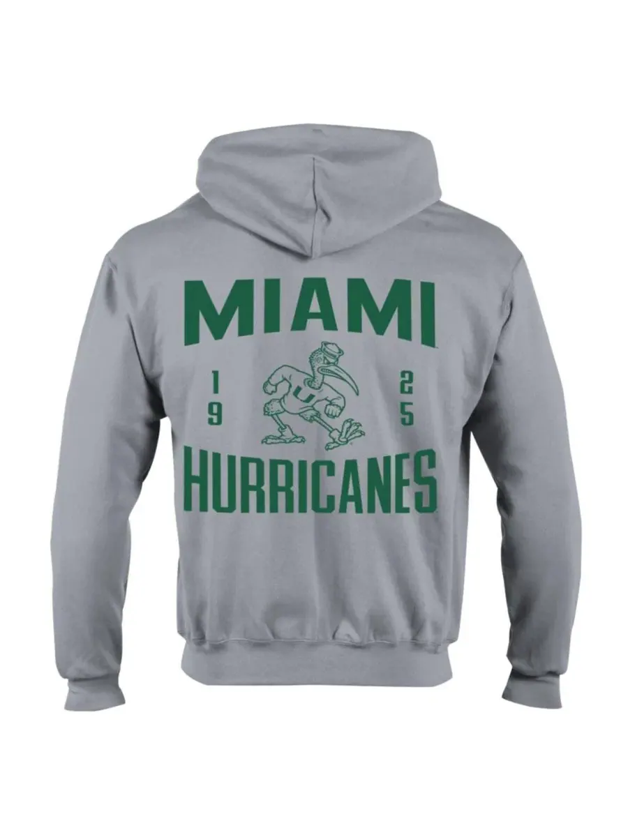 Худи на молнии с флисовой подкладкой, с принтом, Miami Hurricanes Varsity Powerblend Champion — изображение 2 из 3, серый