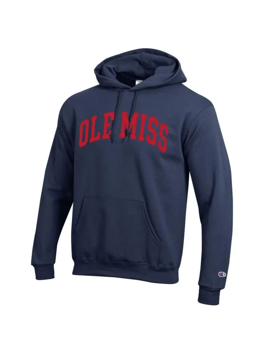 Champion Мужская темно-синяя толстовка с капюшоном из флиса Ole Miss Rebels Basic Arch — изображение 3 из 3, темно-синий