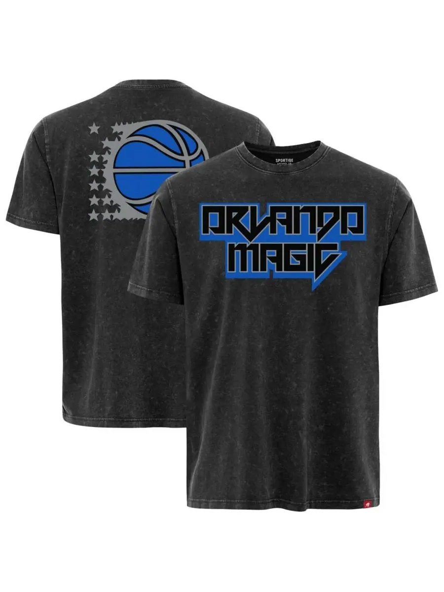 Sportiqe Мужская и женская черная футболка Orlando Magic Rock Roll Collection Angus Premium Mineral