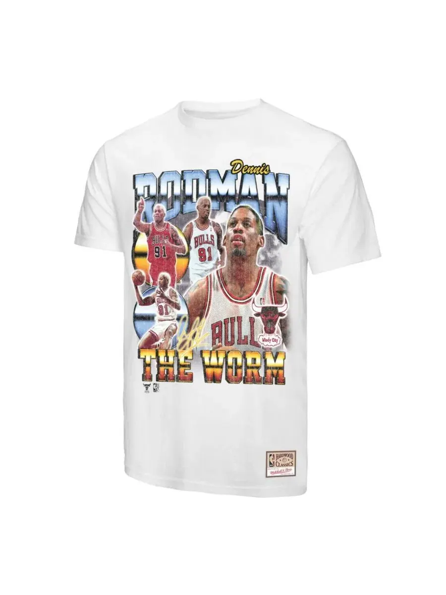 Футболка с принтом Mitchell & Ness Dennis Rodman — изображение 2 из 3, белый
