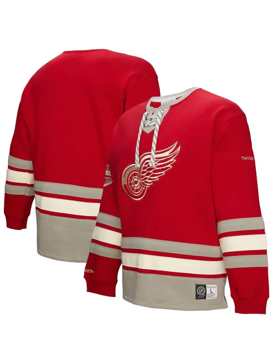Mitchell & Ness Мужская красная толстовка Detroit Red Wings Heritage на шнуровке